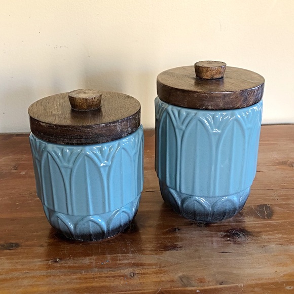 Pier 1 Other - Pier 1 Blue Ombré Ceramic Canister